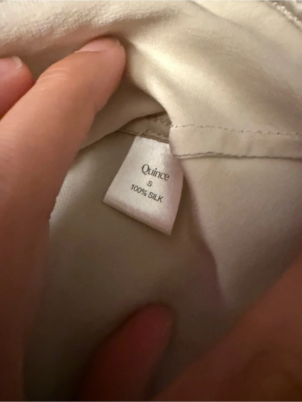 Quince Cream A-Line Champagne midi Skirt 100% silk - Picture 6 of 6